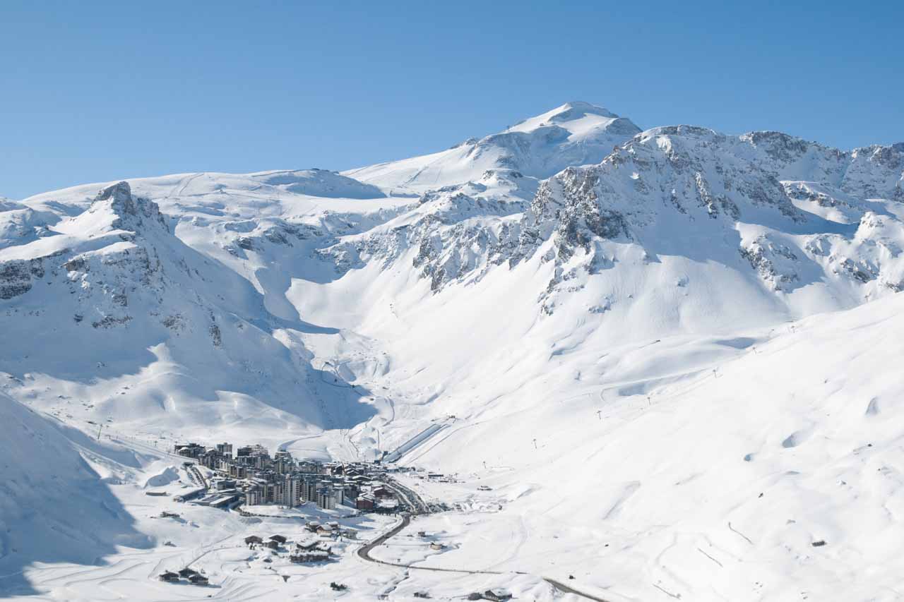 View over the luxury ski resort of Tignes