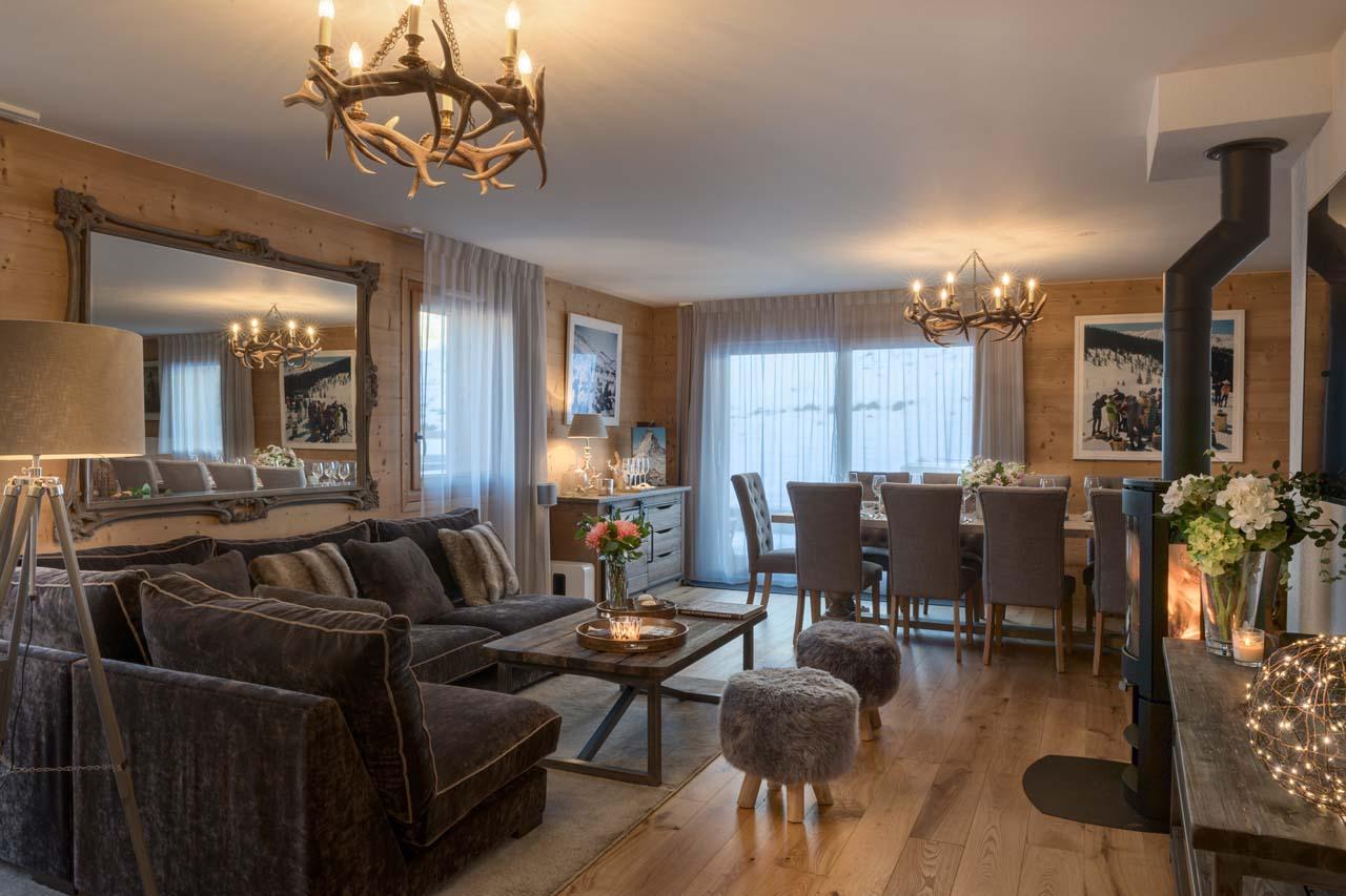 Open plan living area at Apartment Aviemore in Les Gets