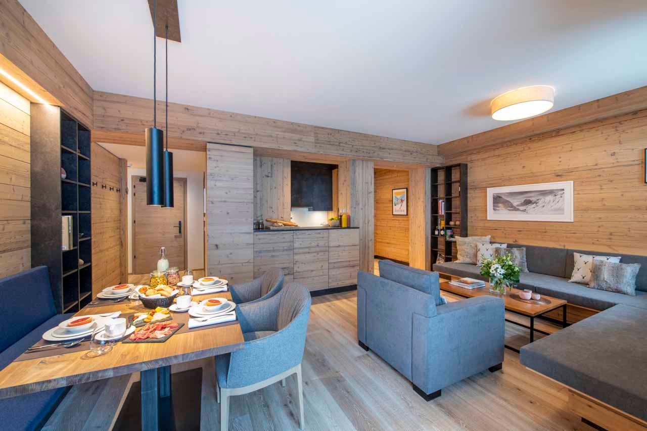 Open plan living area of Apartment Brunnenhof 1 in Lech