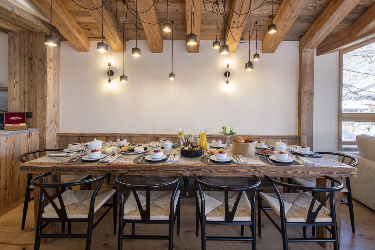 Impressive dining table at Chalet 1850 in Val d'Isere