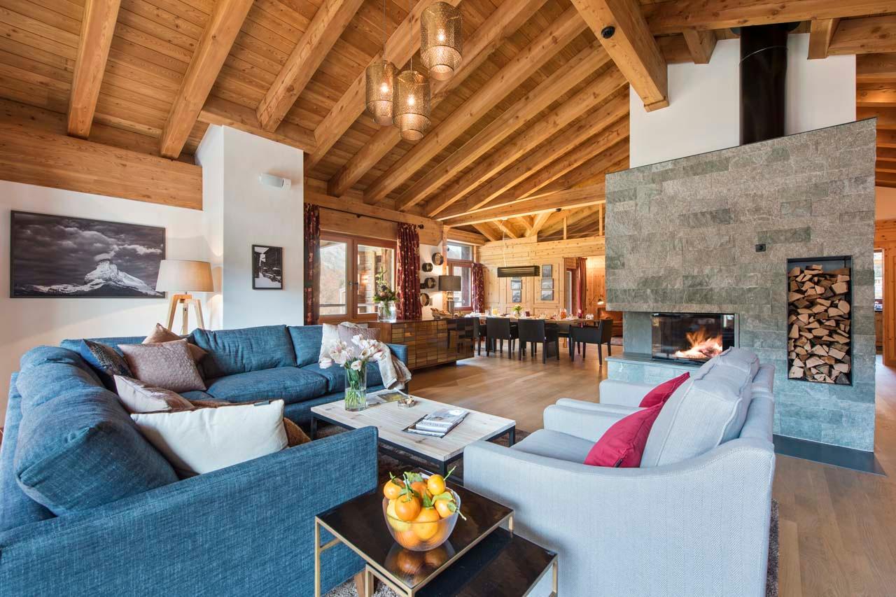 Living room of Chalet Alex in Zermatt