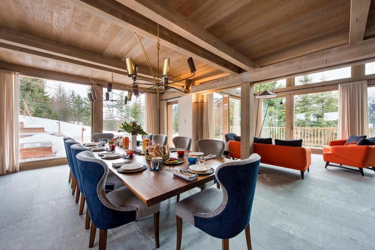 Stylish dining area at Chalet Alpaca in Meribel
