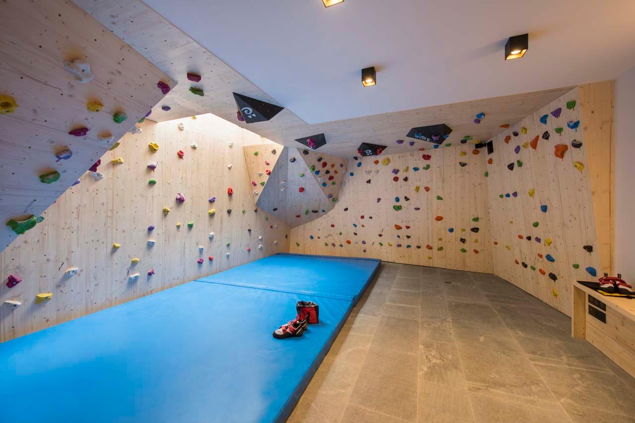 Indoor climbing wall at Chalet Alpaca in Meribel