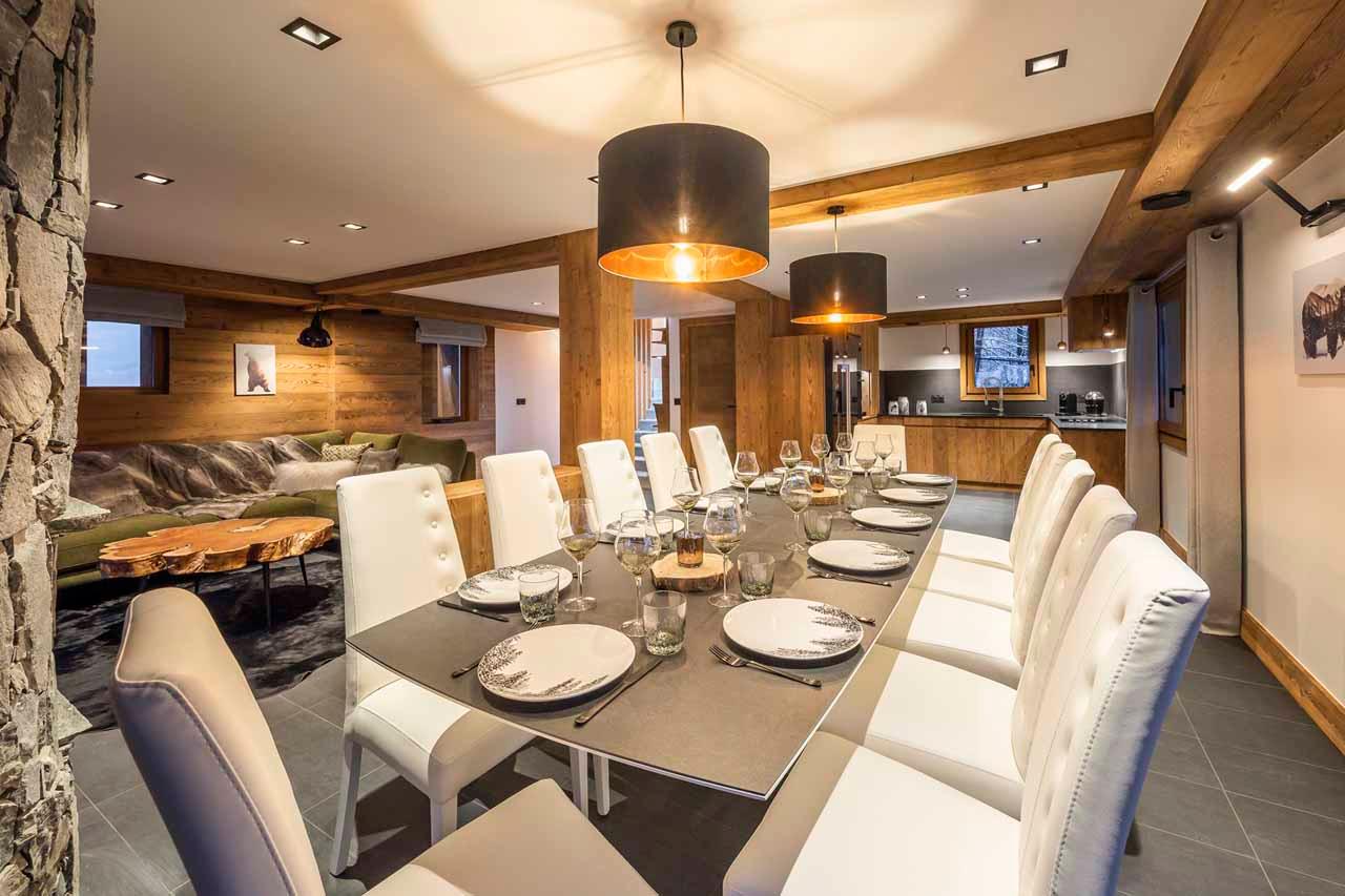 Dining table at Chalet Alya in Meribel