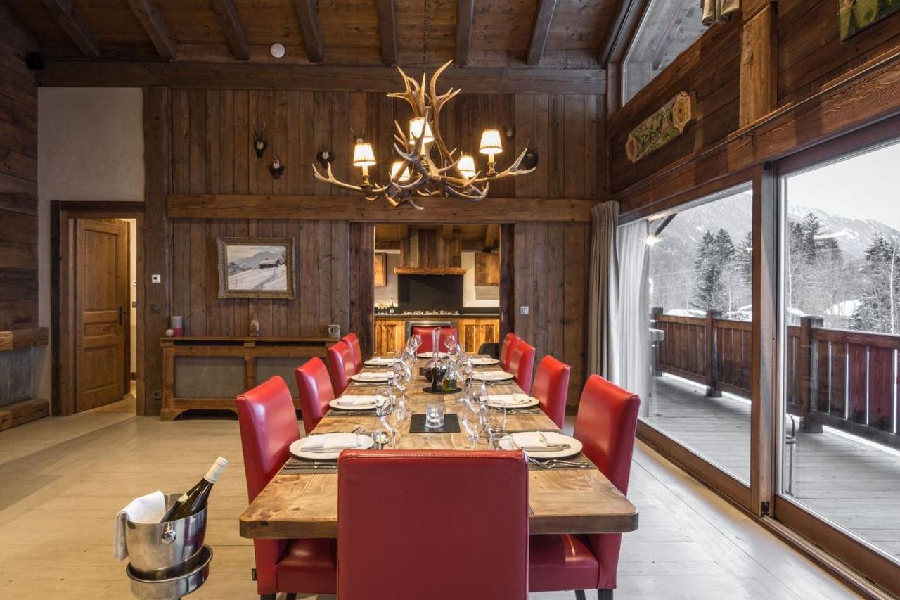 Dining area with view of Chalet Amazon Creek in Chamonix