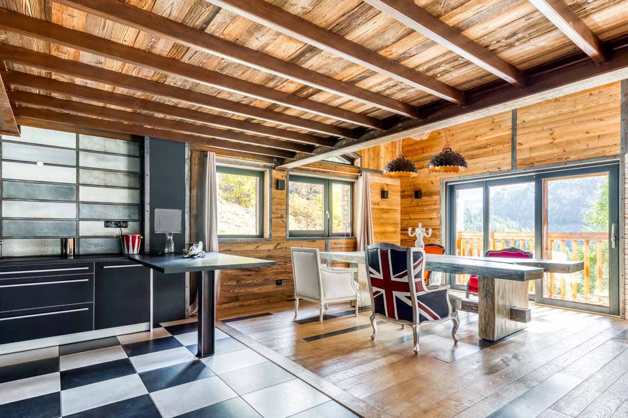 Dining area at Chalet Banksy in Tignes
