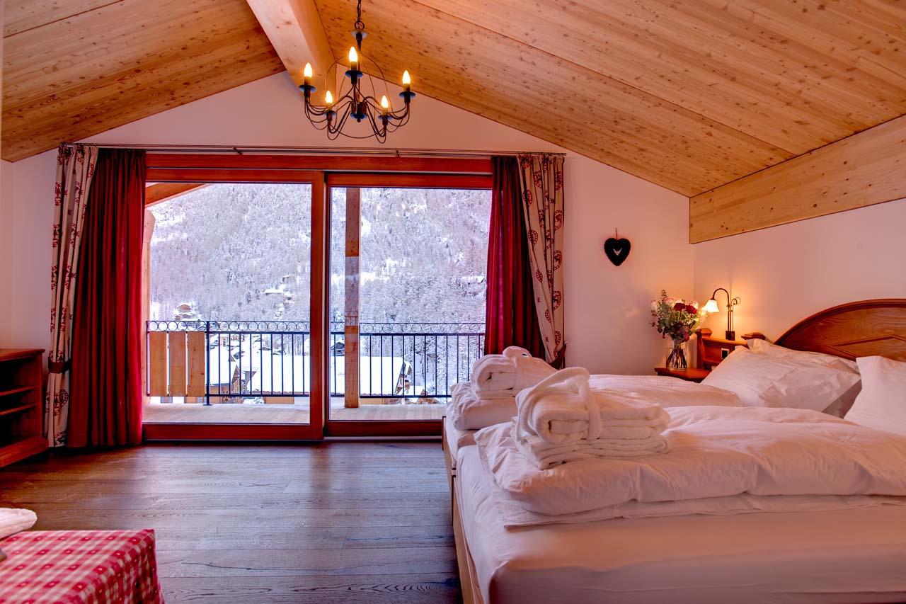 Bedroom one at Chalet Castor in Zermatt