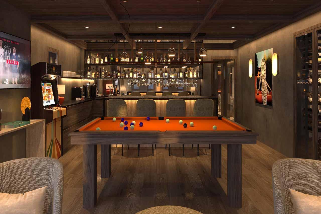 Pool table and arcade games in Chalet Escapade, St Martin de Belleville