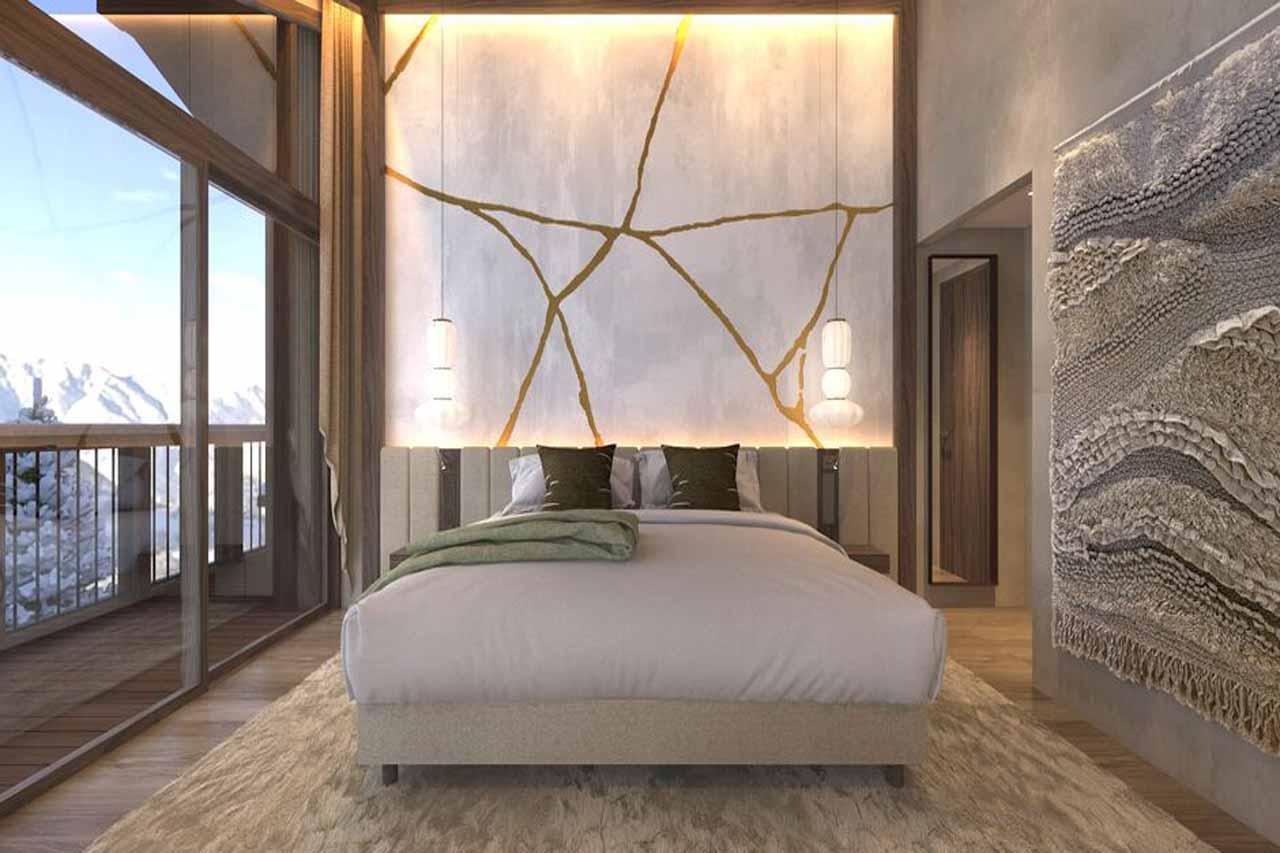 Master bedroom with dressing room in Chalet Escapade, St Martin de Belleville