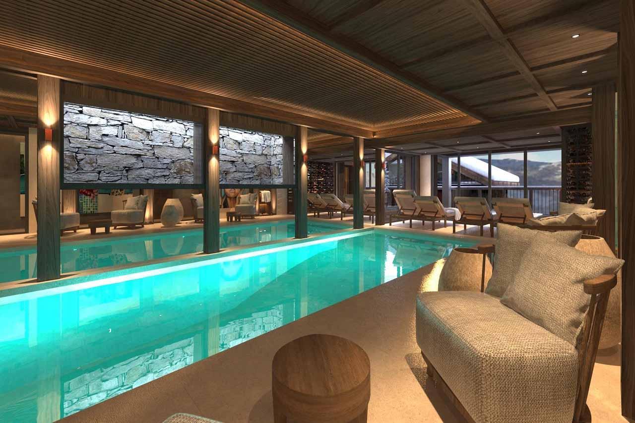 Heated indoor swimming pool in Chalet Escapade, St Martin de Belleville