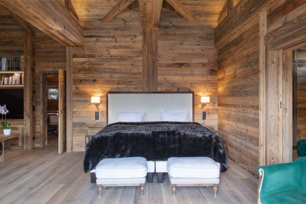 Bedroom one at Chalet Lycka in Saas Fee