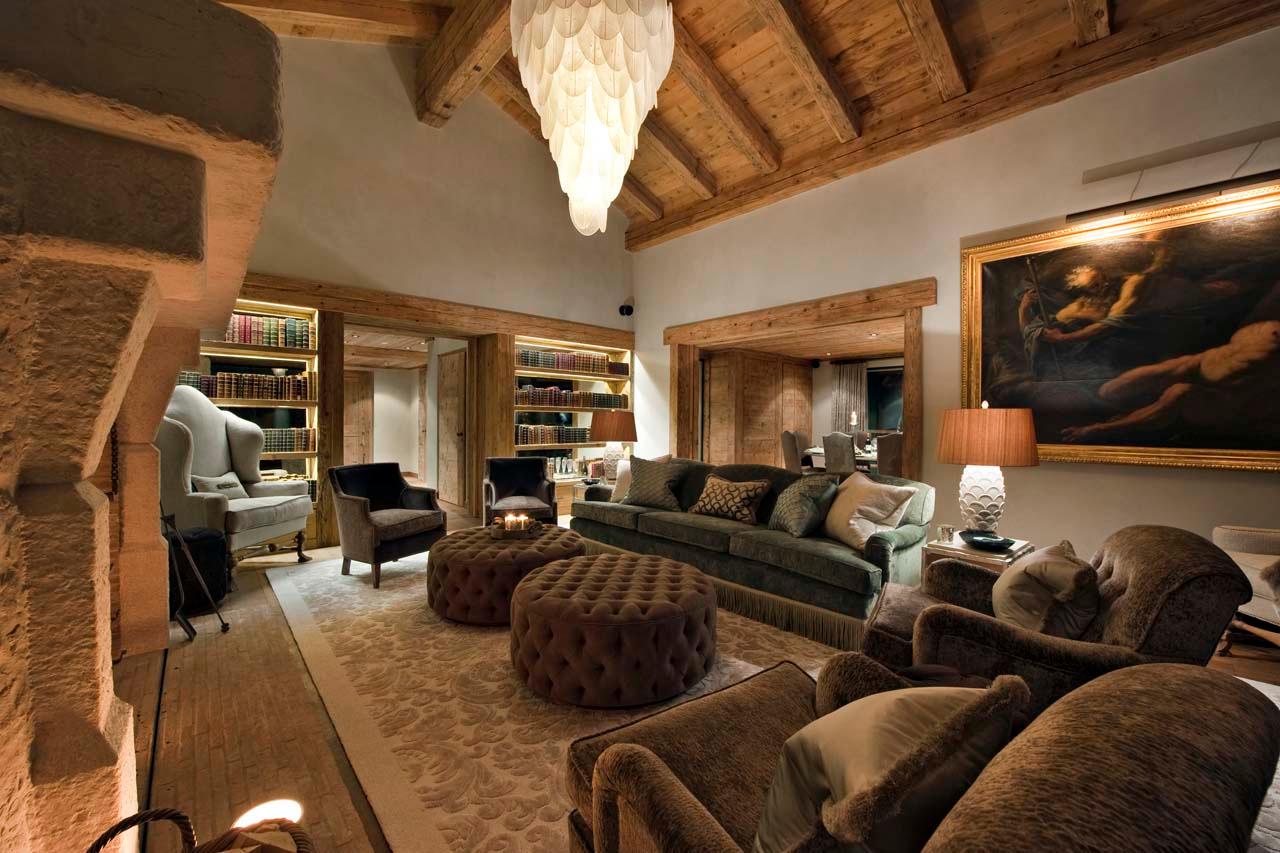 Living room at Alpine Estate in Verbier