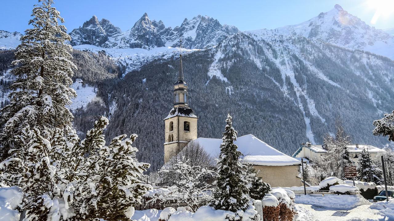 View of Chamonix ski resort