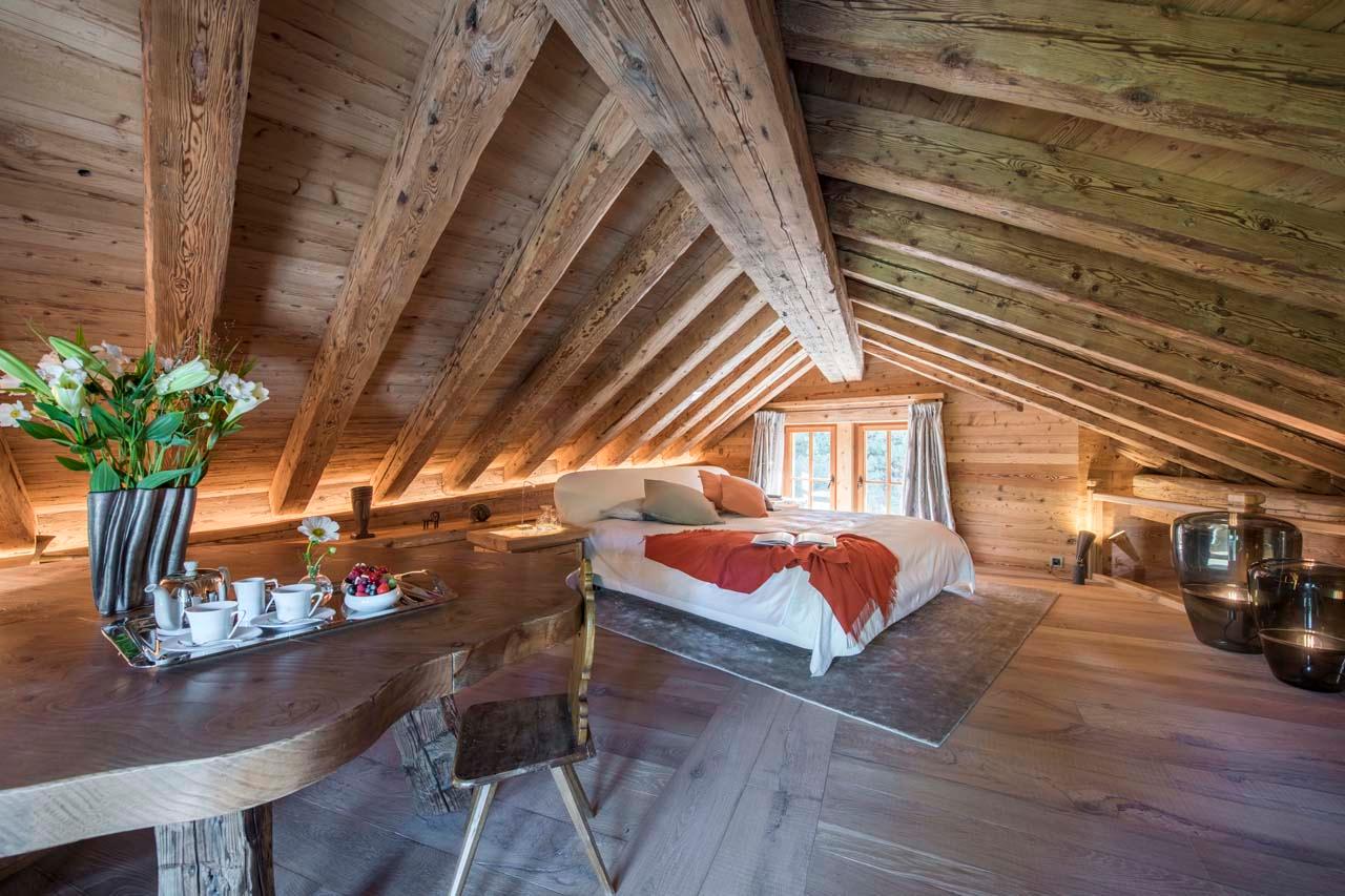 Bedroom one at Chesa El Toula in St Moritz