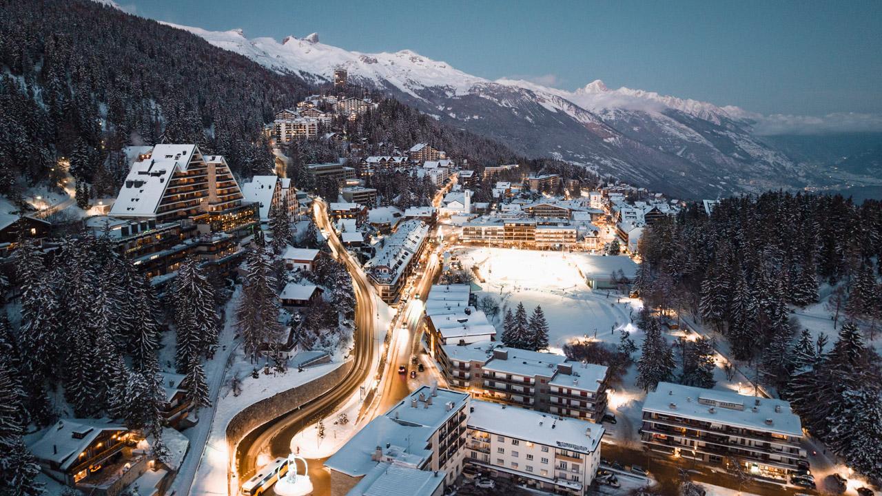 Crans Montana at night