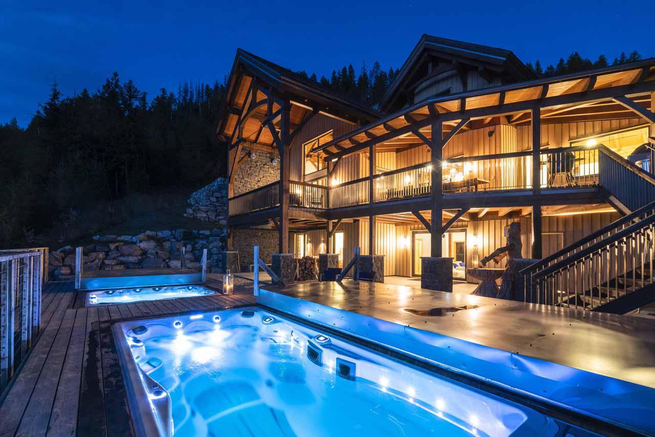 20-foot resistant swim spa and six-person hot tub in Chalet Flying Moose, Revelstoke