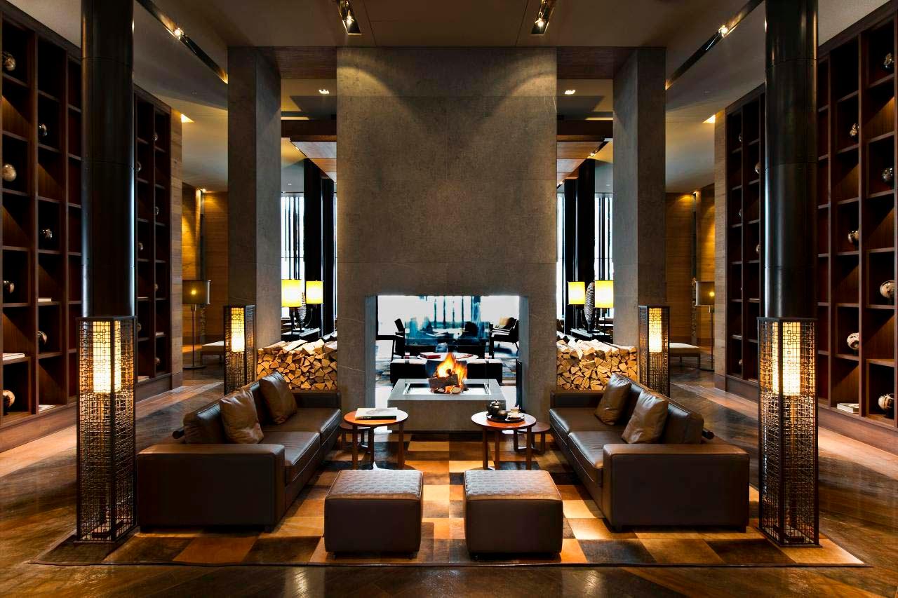 The lobby at Gemsstock Suite in Andermatt