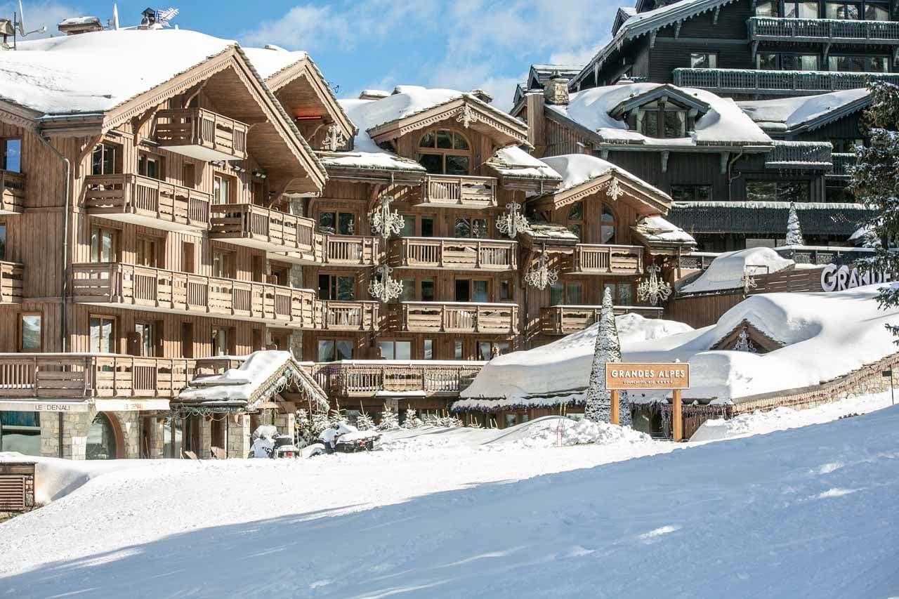 Exterior of the Grandes Alpes Hotel in Courchevel 1850