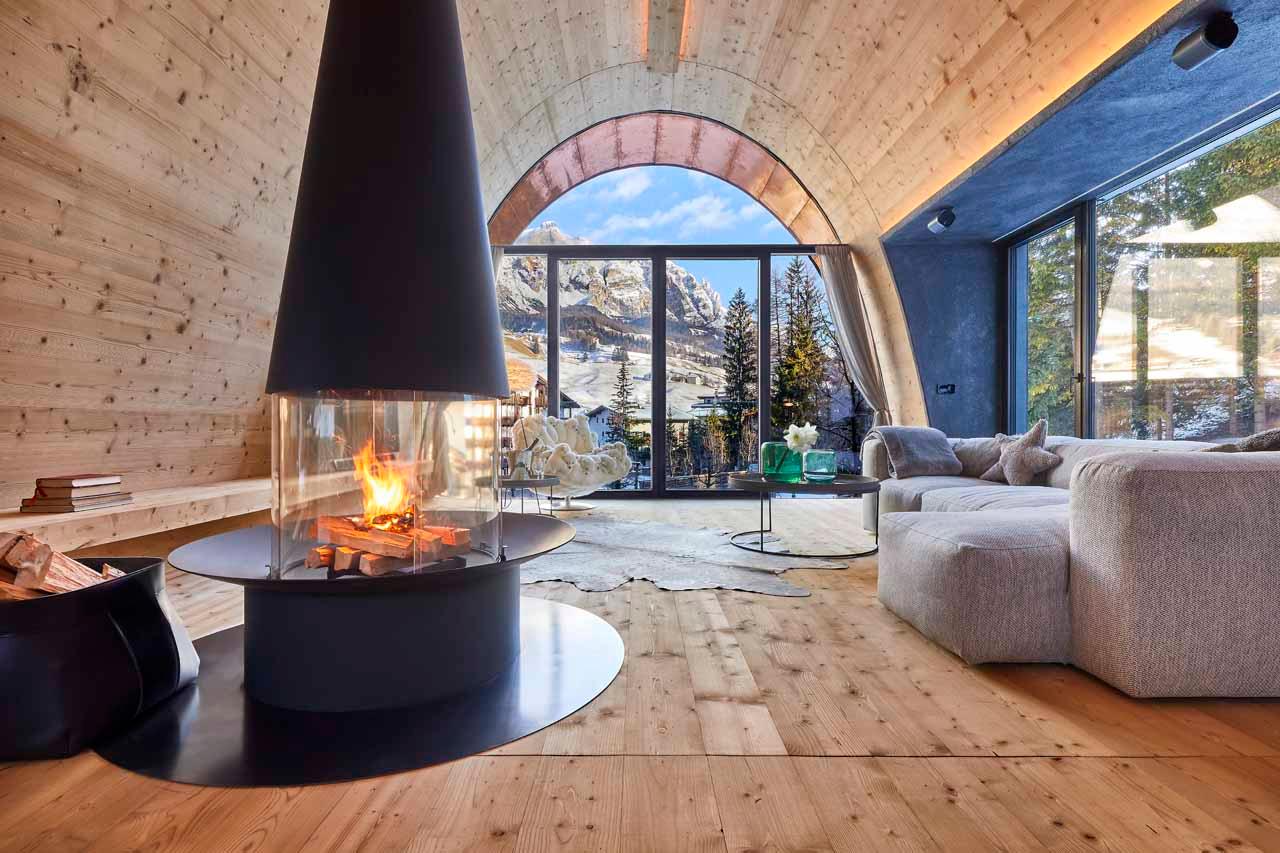 Panoramic views from living area at Mi Chalet in Alta Badia