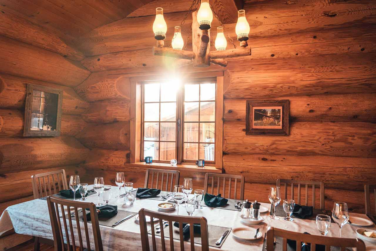 Dining area at Pantheon Heli Ranch in Bella Coola