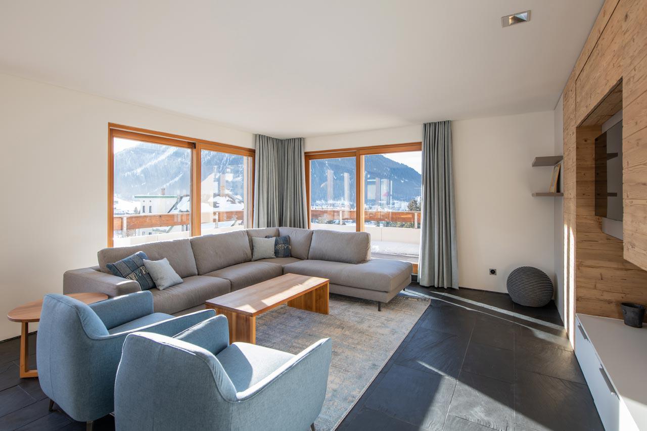 Living area of Apartment Flora 4S in Davos
