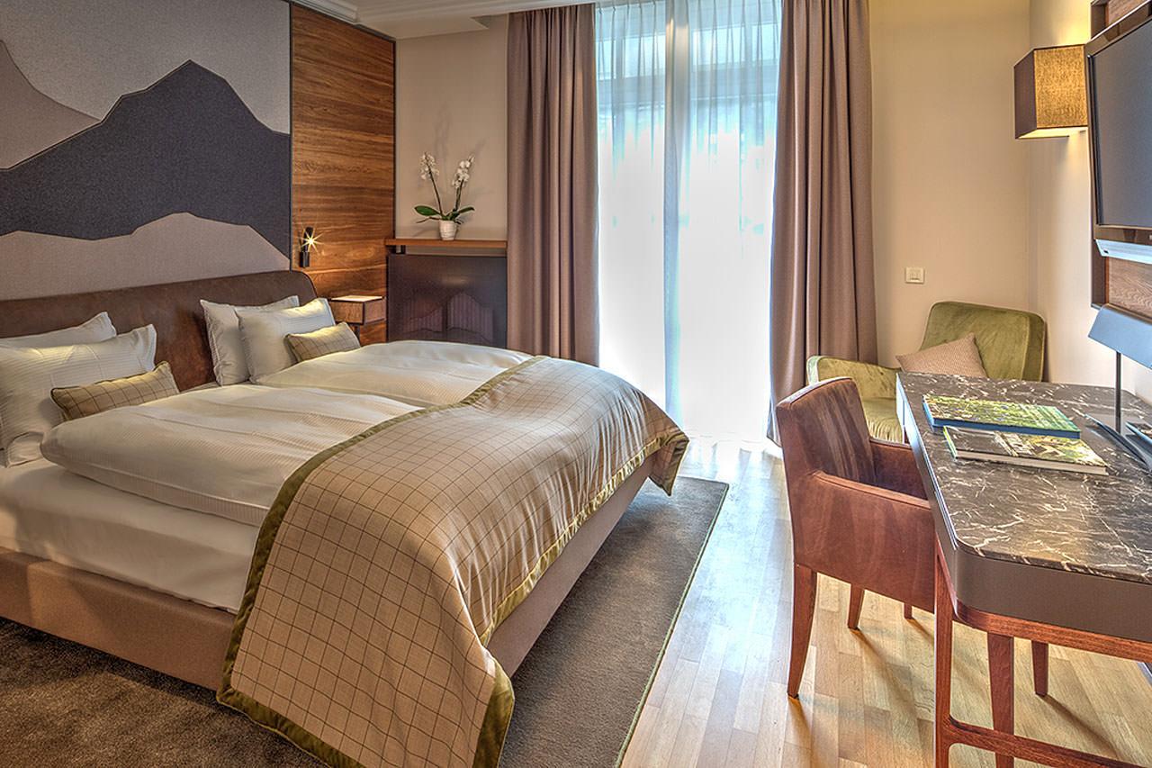 Bedroom one at Piz Albana in St Moritz