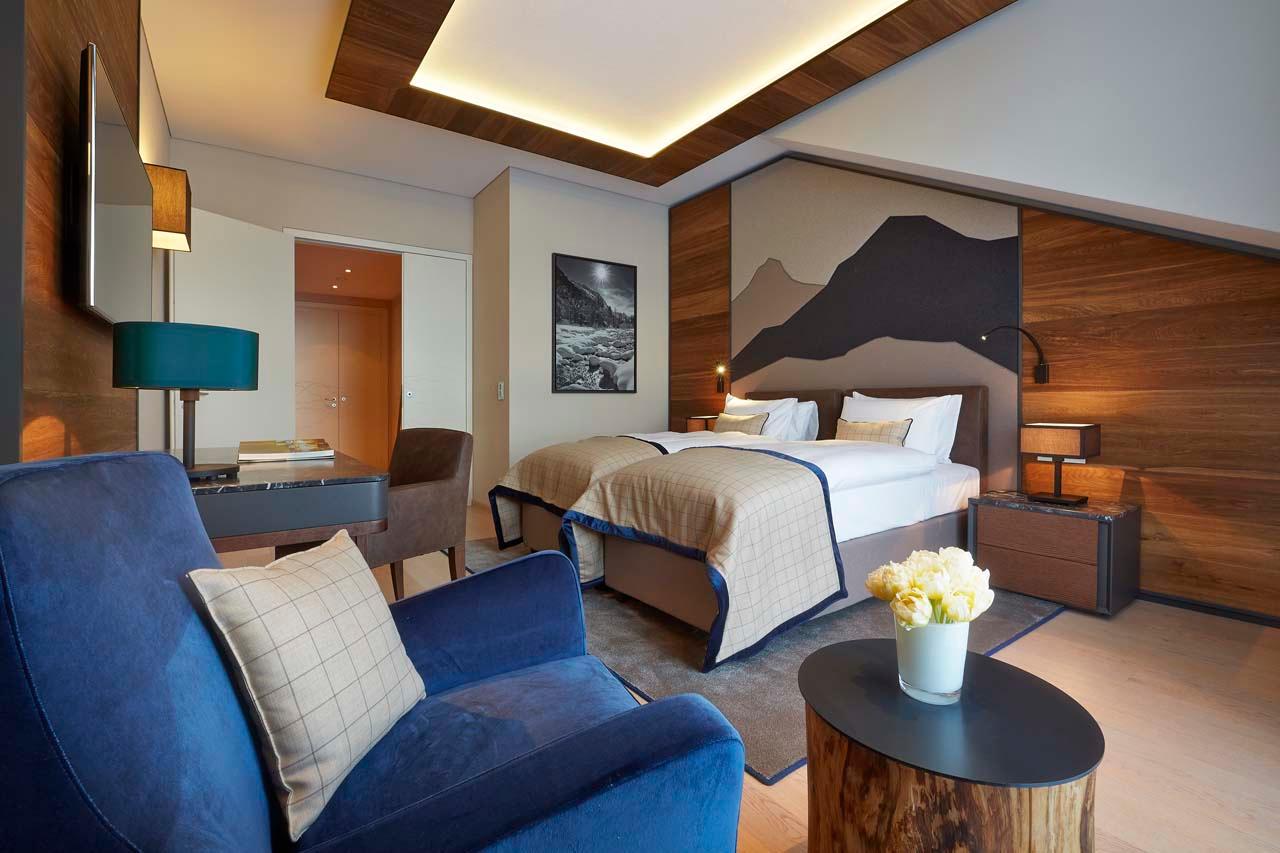 Bedroom one at Piz Bellavista in St Moritz