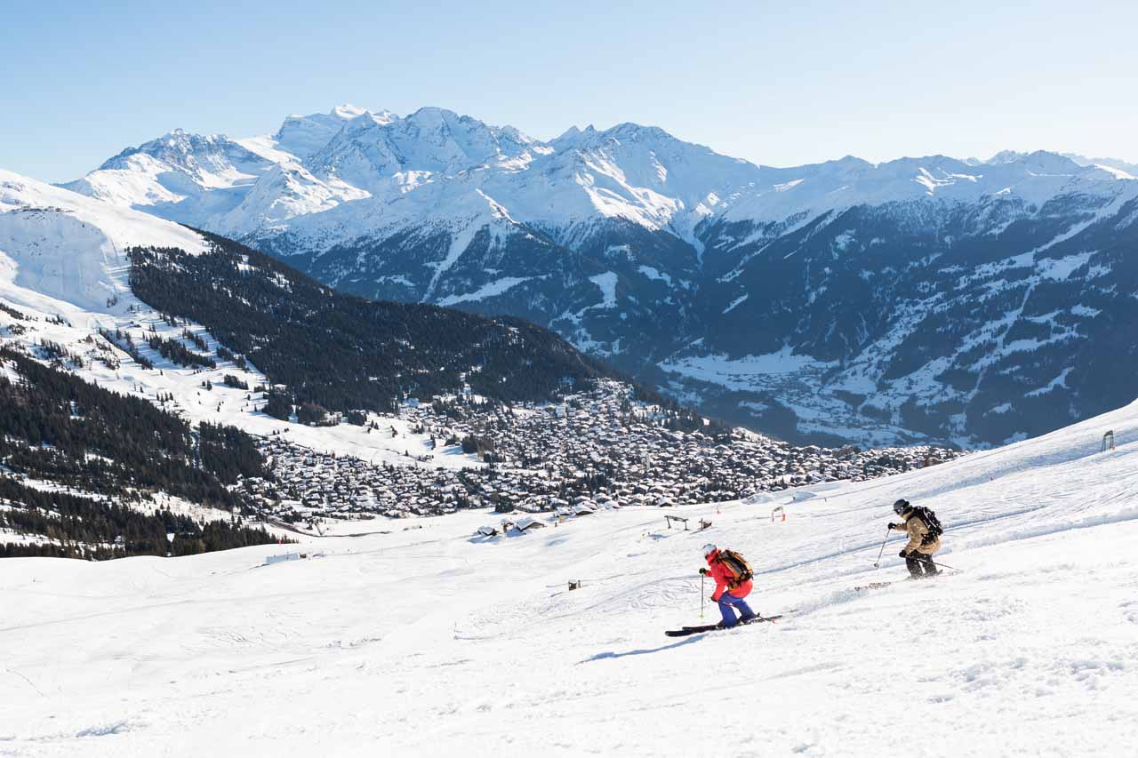Skiing in luxury resort of La Tzoumaz